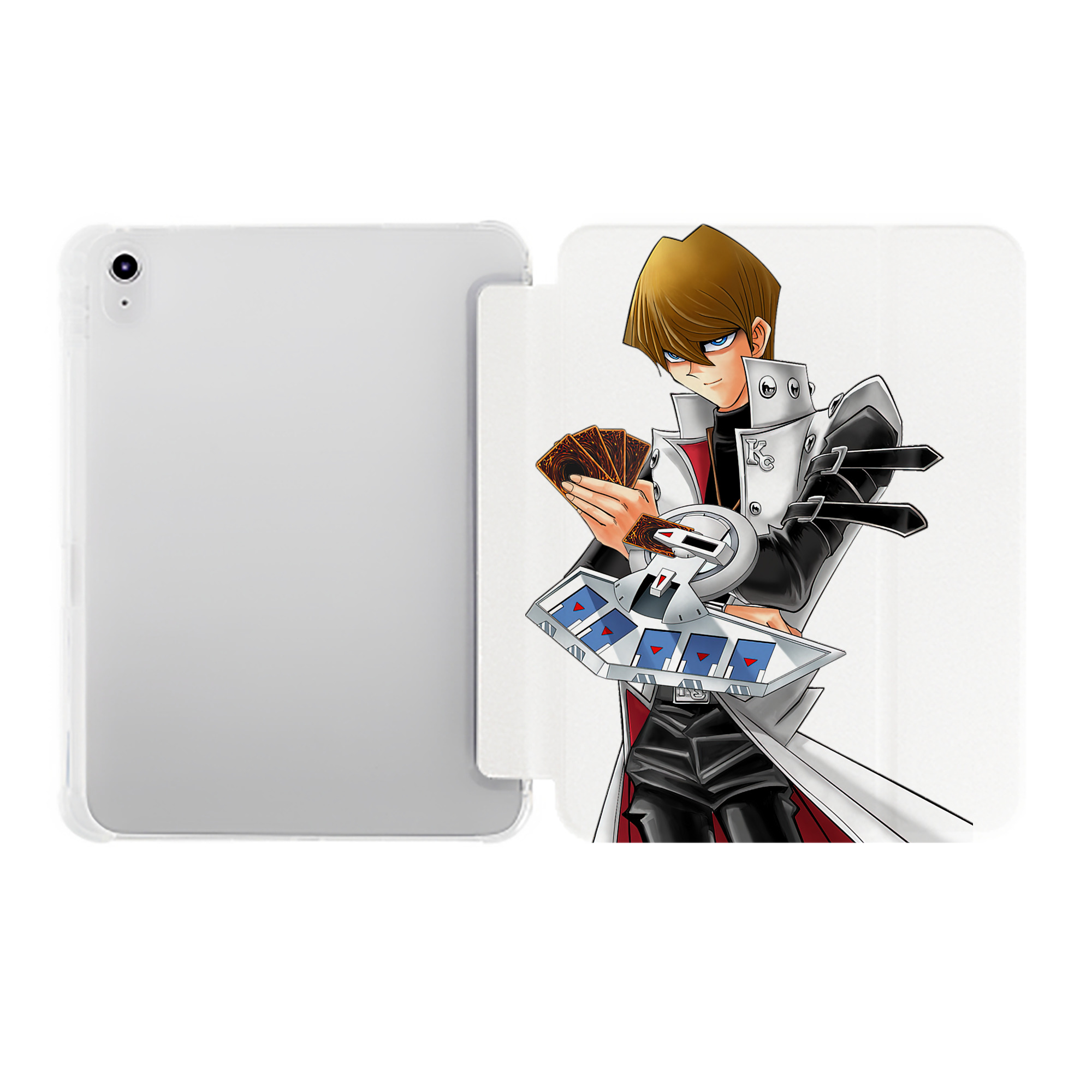 （画像用） 遊☆戯☆王 Yu-Gi-Oh! IPad ケース ペン収納付き 三つ折りスタンド PUレザー×シリコン 対応機種9.5/10.5/10.9インチ